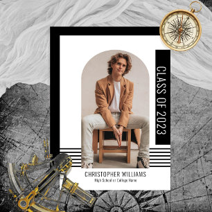 Convites Classe moderna minimalista de preto para graduação