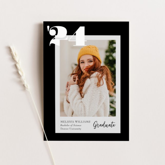 Convites Classe Moderna Negrito de 4 Graduação de Fotos 202 (Criador carregado)