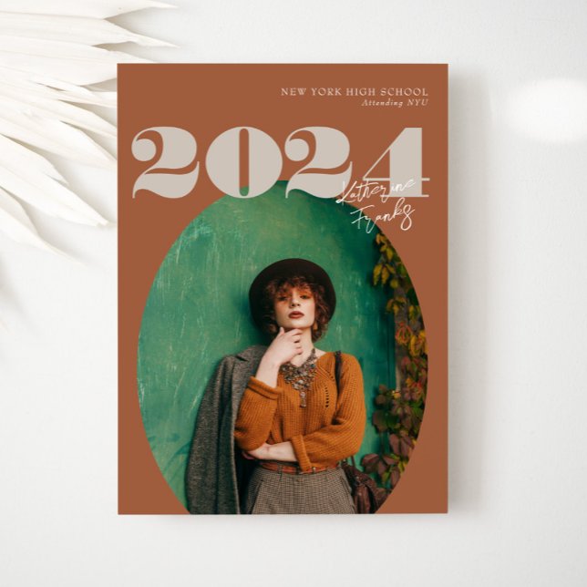 Convites Classe Moderna Oval Bold de Graduação de Foto 2024 (Criador carregado)