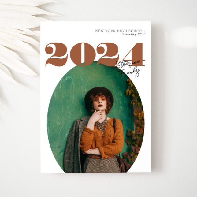 Convites Classe Moderna Oval Bold de Graduação de Foto 2024 (Criador carregado)