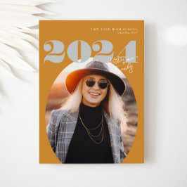 Convites Classe Moderna Oval Bold de Graduação de Foto 2024