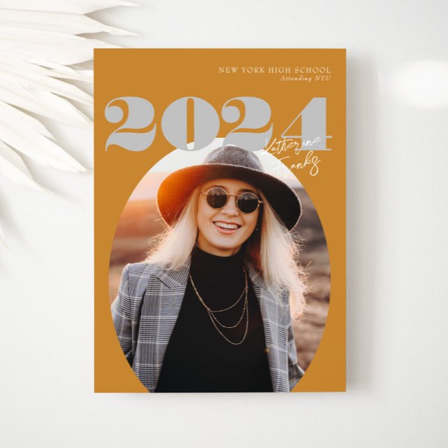 Convites Classe Moderna Oval Bold de Graduação de Foto 2024 (Criador carregado)