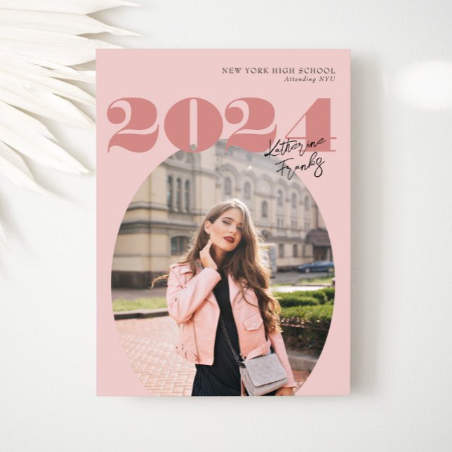 Convites Classe Moderna Oval Bold de Graduação de Foto 2024 (Criador carregado)