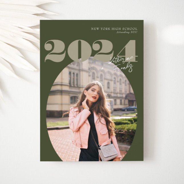 Convites Classe Moderna Oval Bold de Graduação de Foto 2024 (Criador carregado)