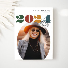 Convites Classe Moderna Oval Retroativa de Graduação de Fot