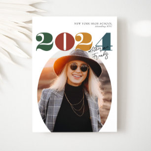 Convites Classe Moderna Oval Retroativa de Graduação de Fot