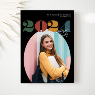 Convites Classe Moderna Oval Retroativa de Graduação de Fot