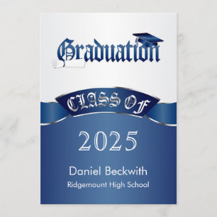 Convites Classe, Mortar azul prateado e graduação