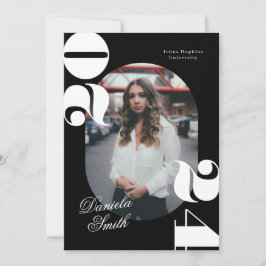 Convites Classe Negra Branca Moderna de Graduação 2024