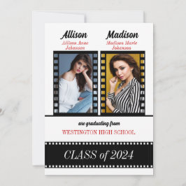 Convites Classe Personalizada de Formandos Gêmeos em Vermel