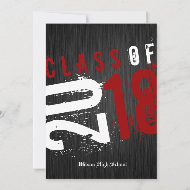Convites Classe preta, branca e vermelha artística de 2018 (Frente)