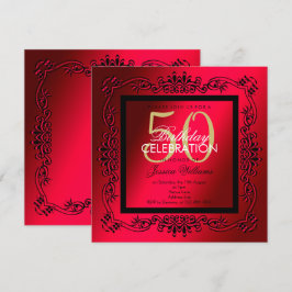 Convites Classe Preto e Cerise para 50º Aniversário Feminin