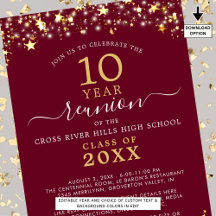 Classe Reunion Burgundy Dourada Stars Luzes A Qual