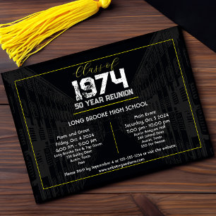 Convites Classe Sindicato Negro Elegante - Reunião de 50 An