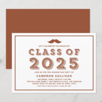 Classe Terracotta de 2025 Mustache Retro Graduação