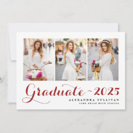 Convites Classe Vermelha de Graduação de Colagem de Fotos 2