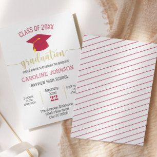 Convites Classe Vermelha Simples Moderna de Graduação 202