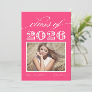 Convites Classe Vintage de Graduação de Foto Magenta 2025