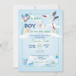 Convites Classic and cute Stork Baby Shower Invitation