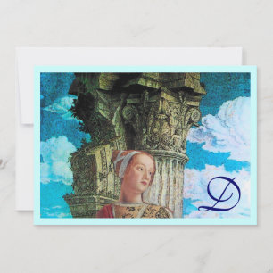 Convites CLASSIC BEAUTY MONOGRAM, azul-antigo brilhante