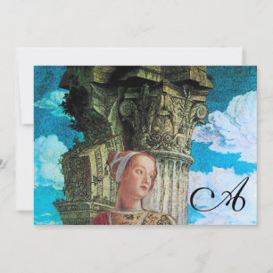 Convites CLASSIC BEAUTY MONOGRAM, azul claro