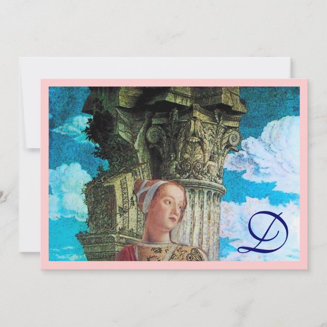 Convites CLASSIC BEAUTY MONOGRAM cor-de-rosa azul brilhante (Frente)