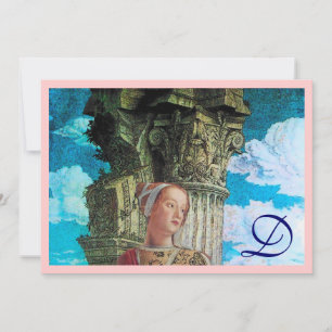 Convites CLASSIC BEAUTY MONOGRAM cor-de-rosa azul brilhante