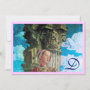 Convites CLASSIC BEAUTY MONOGRAM cor-de-rosa azul brilhante