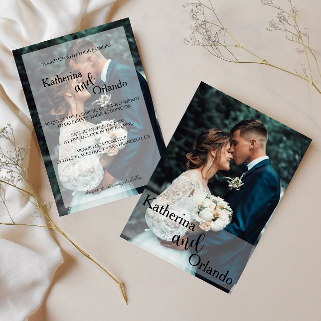 Convites Classic Black and White Art Photo Trend Wedding (Criador carregado)