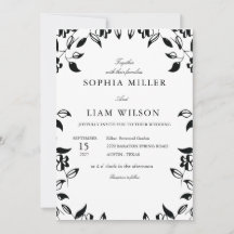 classic black and white wedding invite