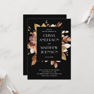 Convites Classic Black & Blush Wedding Invitation