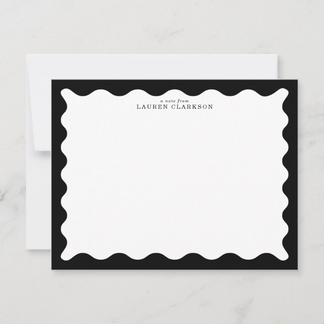 Convites Classic Black Wavy Frame Note Card (Frente)