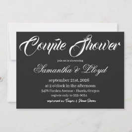 Convites Classic Black & White Script Couples Bridal Shower