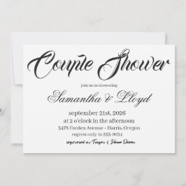 Convites Classic Black & White Script Couples Bridal Shower