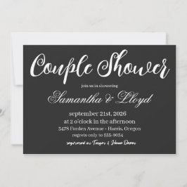 Convites Classic Black & White Script Couples Bridal Shower