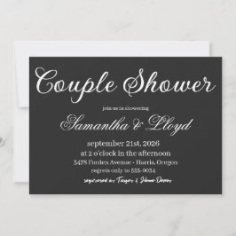 Convites Classic Black & White Script Couples Bridal Shower