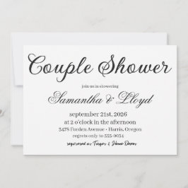 Convites Classic Black & White Script Couples Bridal Shower