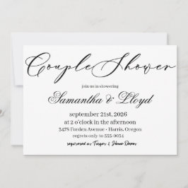 Convites Classic Black & White Script Couples Bridal Shower