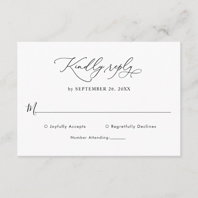 Convites Classic Black & White Wedding Rsvp Enclosure Card (Frente)