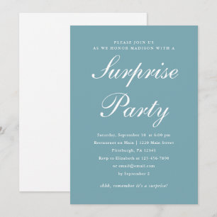 Convites Classic Blue and White Surprise Party
