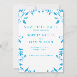 Convites classic blue wild flowers wedding save the date
