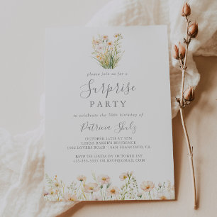 Convites Classic Boho Blush Wildflower Surprise Party