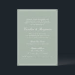 Convites Classic Border Script Elegant Wedding Sage RSVP<br><div class="desc">This classic wedding invitation features a soft sage green background, refined serif typography, and an elegant double-line border. The formal wording and balanced layout create a timeless, traditional feel while the muted color palette keeps it fresh and modern. Perfect for couples planning a garden, estate, or classic ceremony with a...</div>