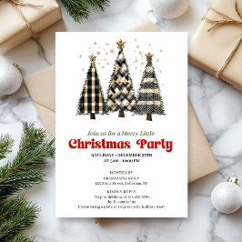 Convites Classic buffalo plaid Christmas tree party invite