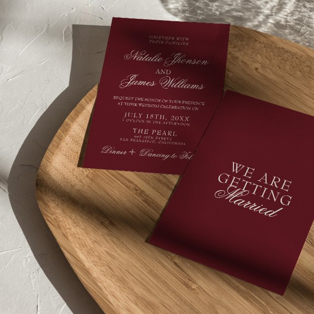 Convites Classic Burgundy Fancy Old Money Retro Wedding (Criador carregado)