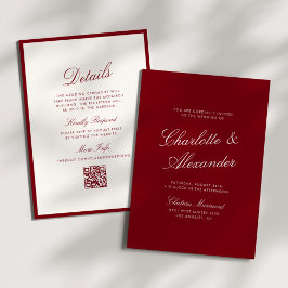 Convites Classic Calligraphy Deep Red Old Money Wedding