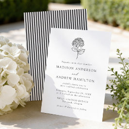 Convites Classic Charcoal Hydrangea Wedding