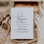 Convites Classic Chic Minimalist Surprise Party<br><div class="desc">Este clássico convite de festas de surpresa minimalista é perfeito para um aniversário rústico,  aposentadoria ou qualquer festa surpresa. O design simples e elegante apresenta a tipografia de scripts clássicos e ricos em preto e branco.</div>