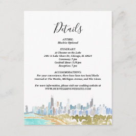 Convites Classic Chicago Skyline Watercolor Details Card