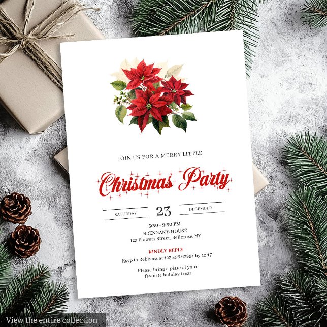 Convites Classic Christmas Bouquet Floral Watercolor Invite (Classic Christmas Bouquet Floral Watercolor Invitation)